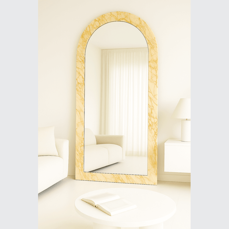 Crescent Arch Mirror - Gold Calcatta