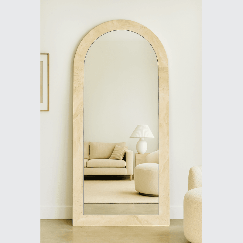 Crescent Arch Mirror - Travertine