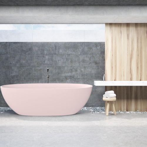 B003 Soft Pink Oval Shaped Hugi Bath 1650MM