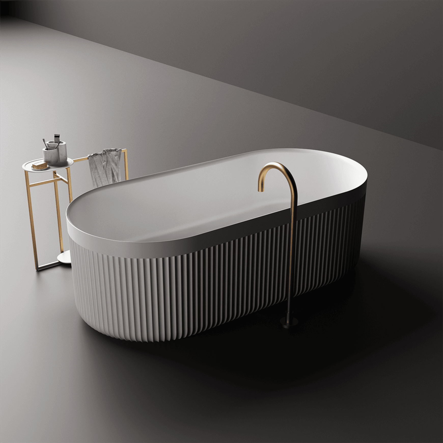 Venus 1700mm Fluted Freestanding Stone Bath - ST86