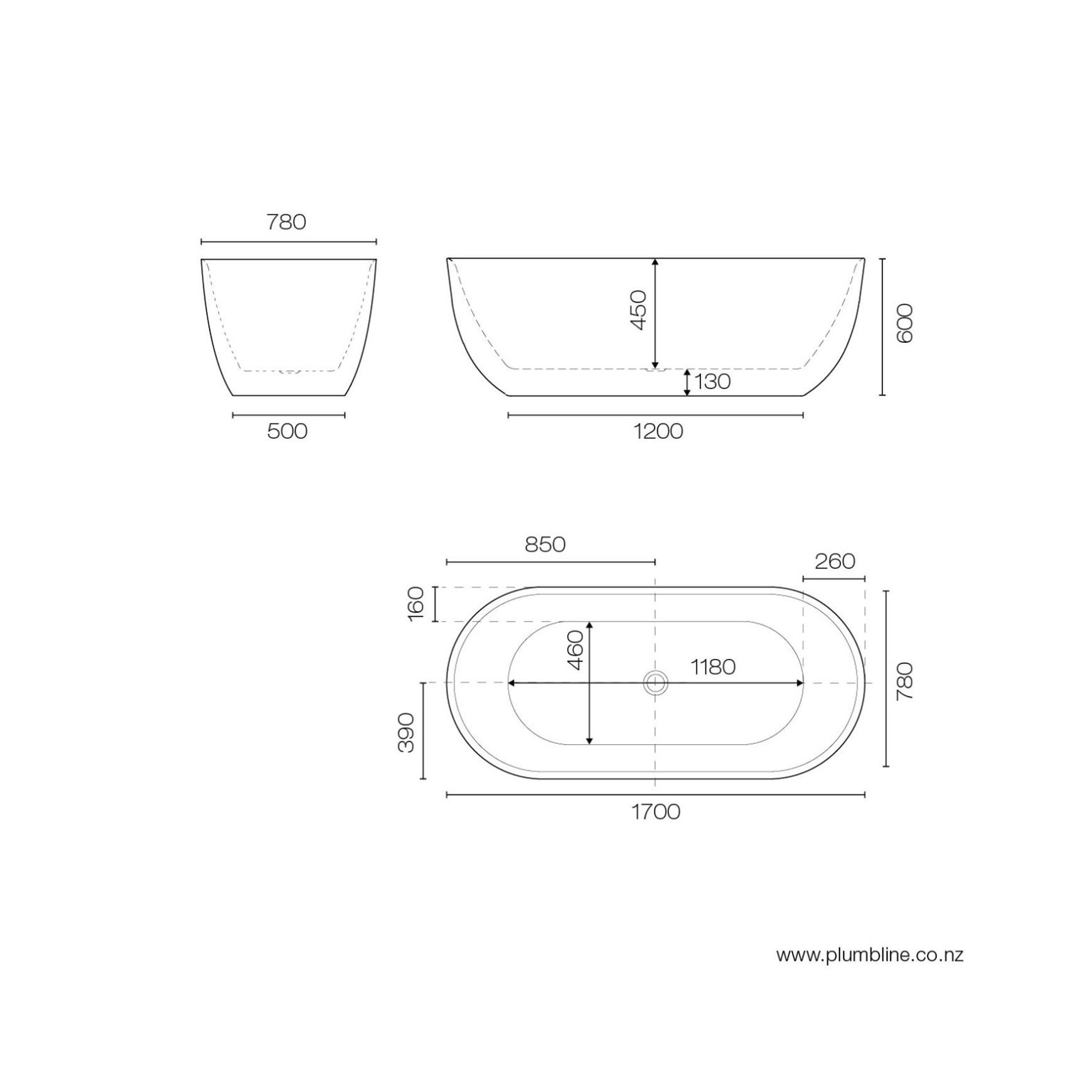 Kurv 1700 Freestanding Bath Matt White