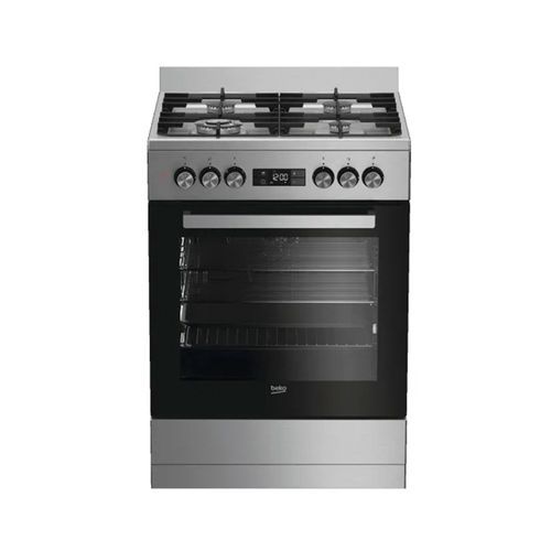 Beko 60cm Upright Dual Fuel Cooker - Stainless Steel