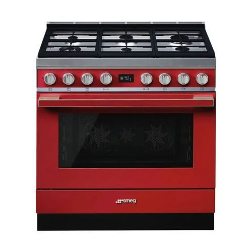 Smeg Portofino 90cm Pyrolytic Dual Fuel Cooker - Red