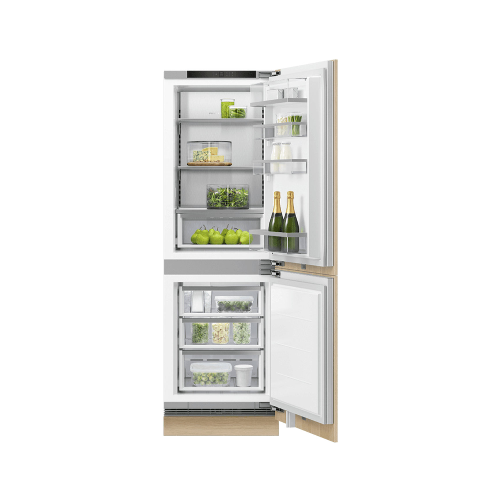 F&P Integrated Refrigerator Freezer, 60cm, Ice & Water
