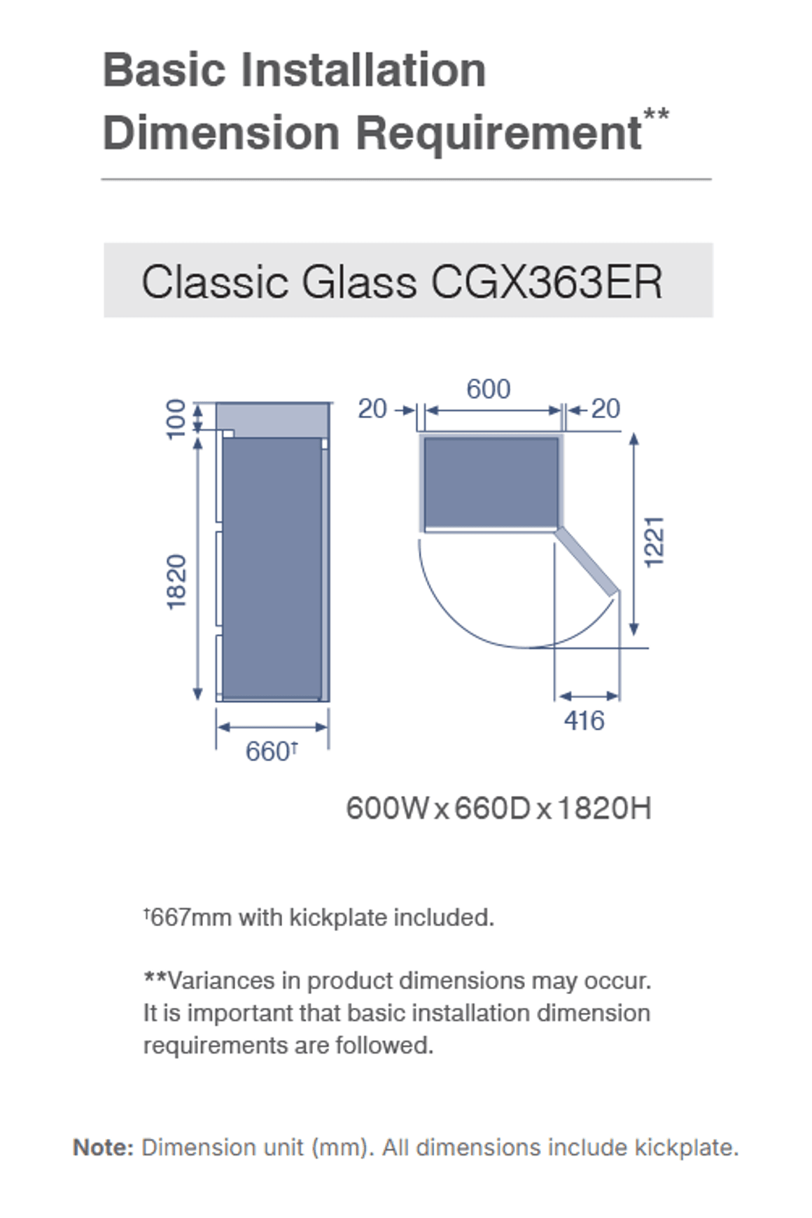 CX Classic Glass Designer Series Multi Drawer Fridge
