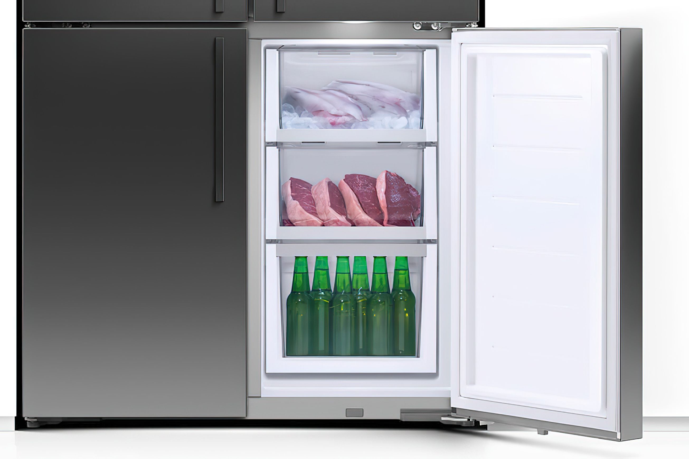 F&P Freestanding Quad Door Refrigerator Freezer, 690L
