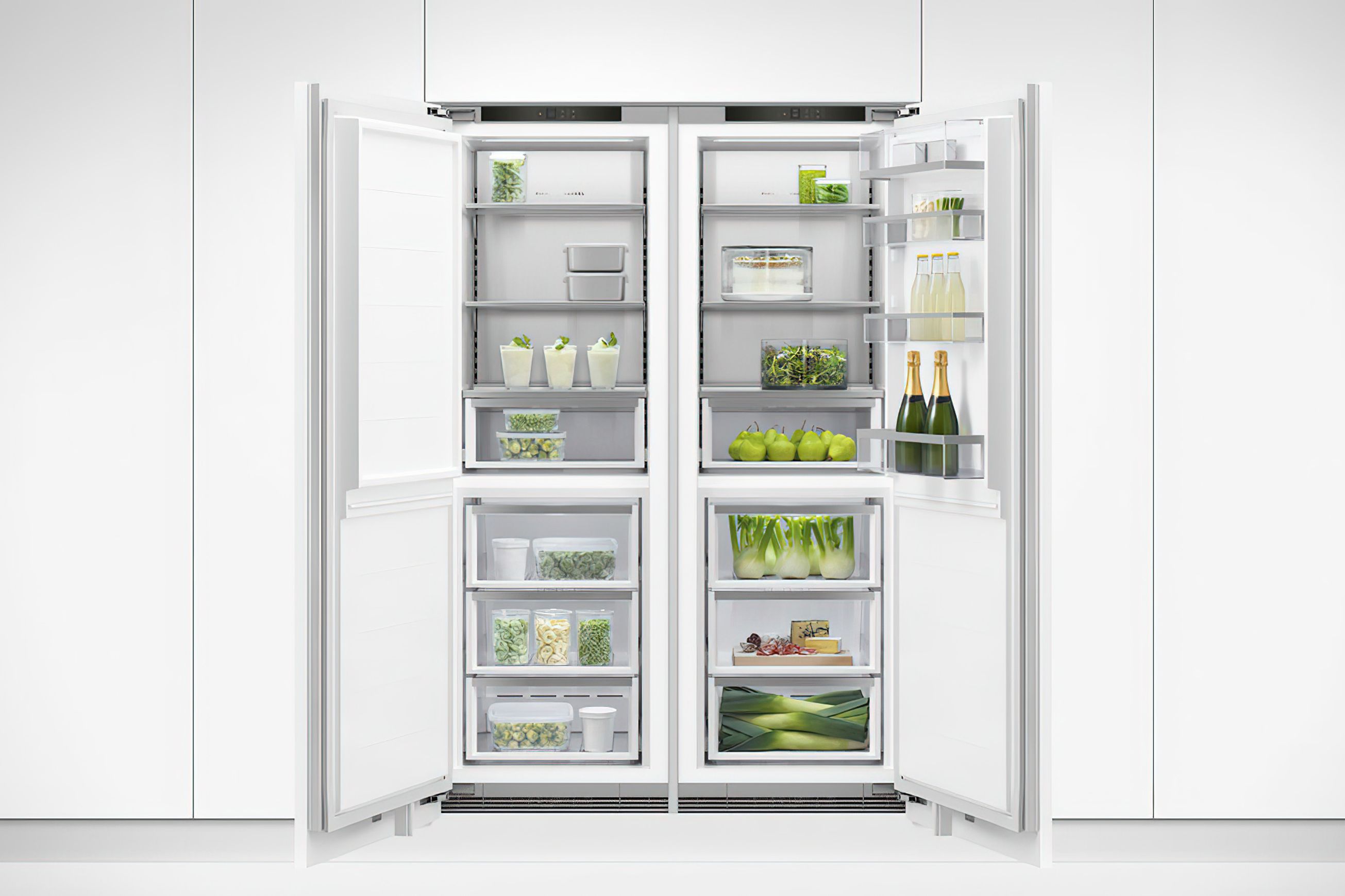 F&P Integrated Refrigerator Freezer, 60cm, Ice & Water
