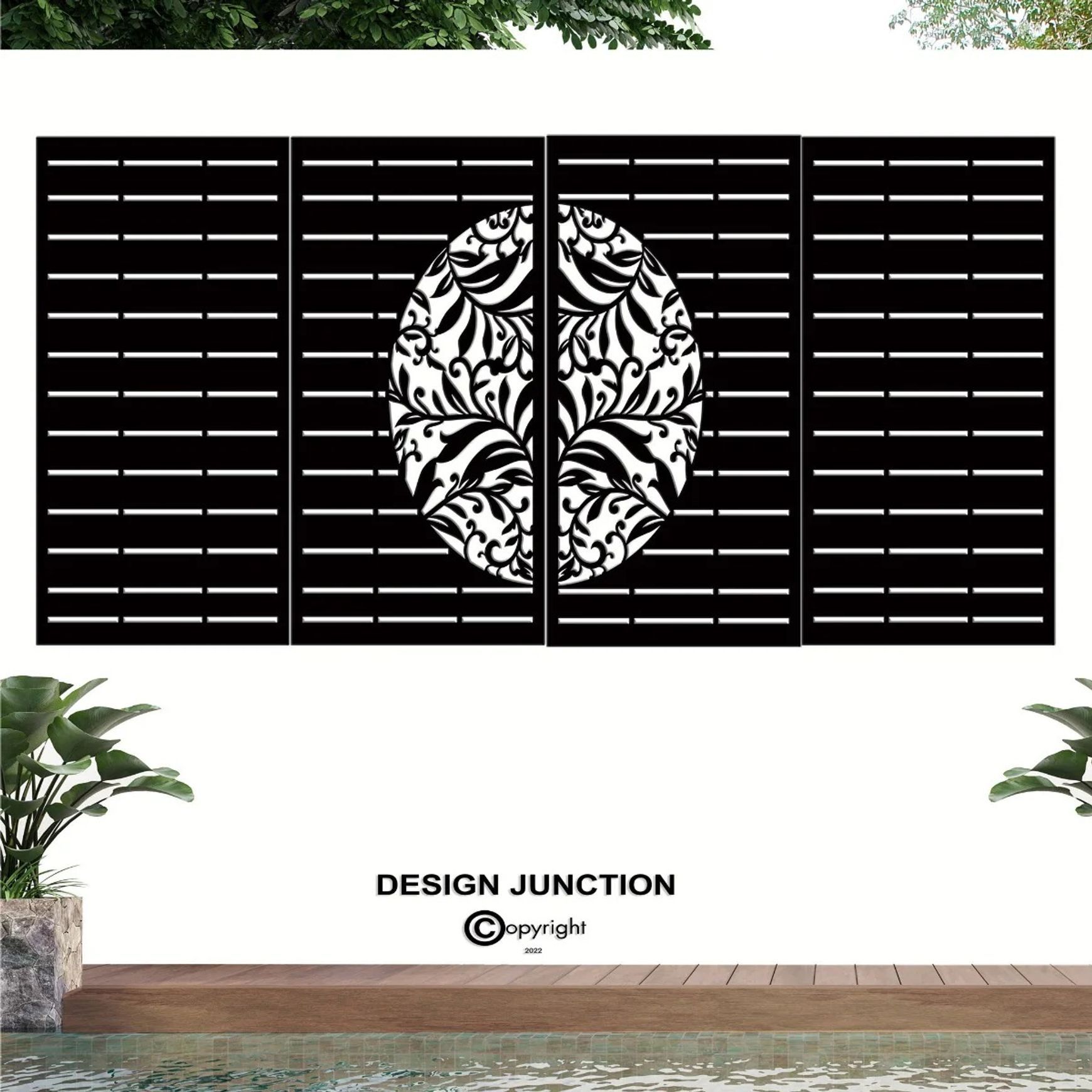 Combination Fence Panels - Half Fern with Straight line