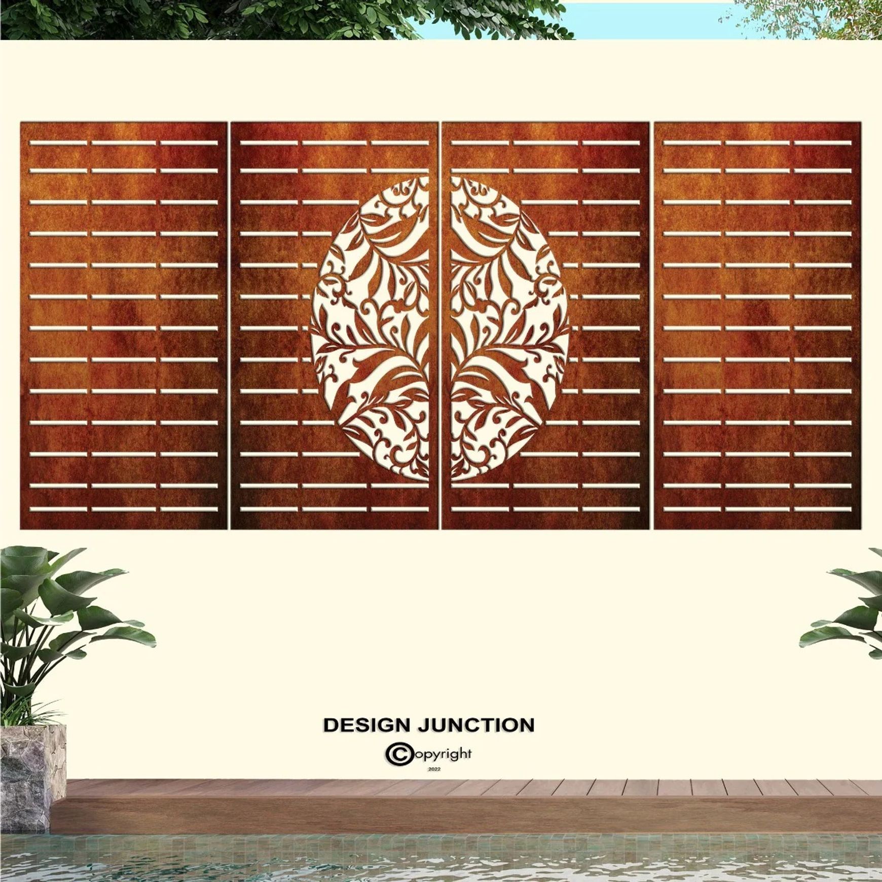 Combination Fence Panels - Half Fern with Straight line