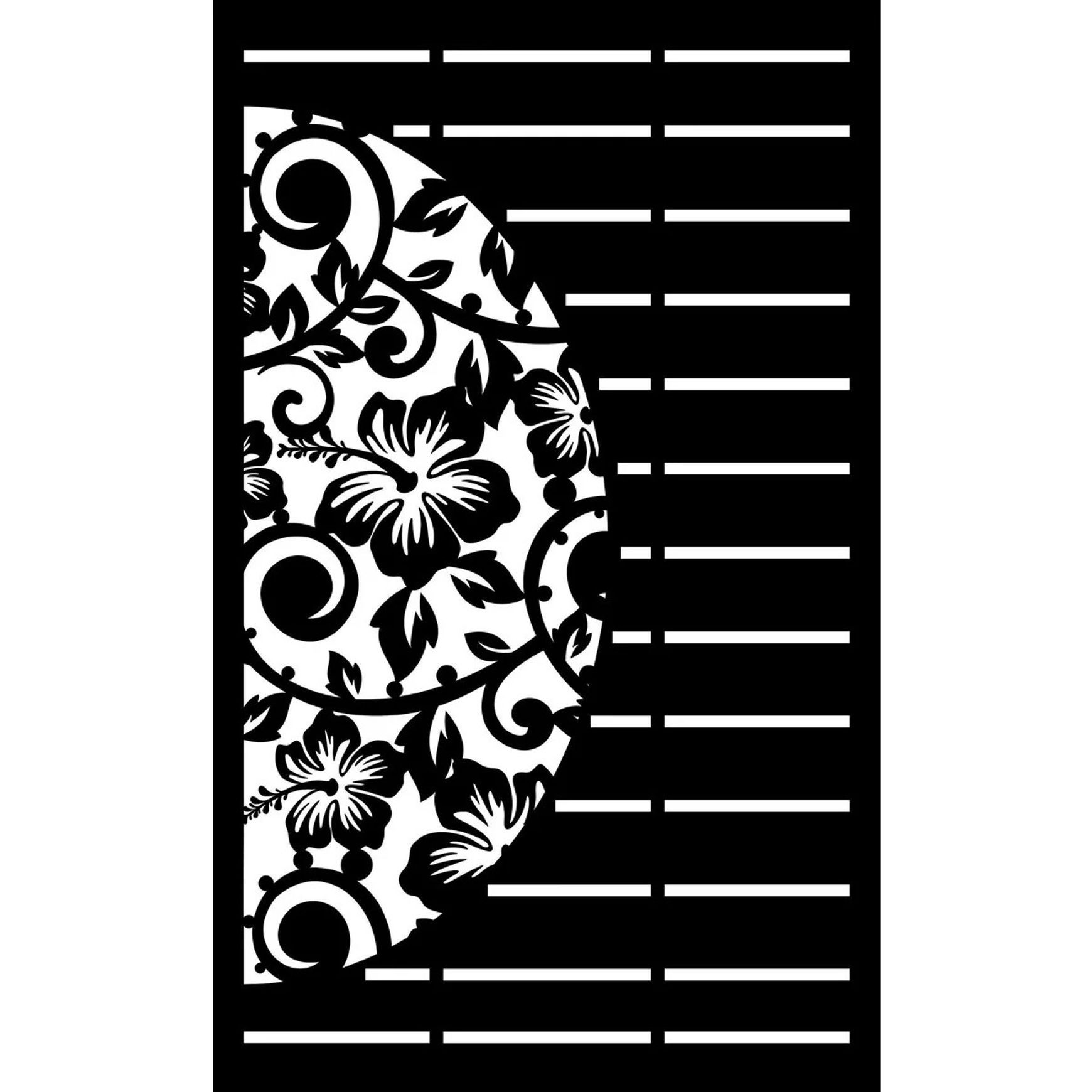 Fence Panel - Half Hibiscus with Koru & Straight lines