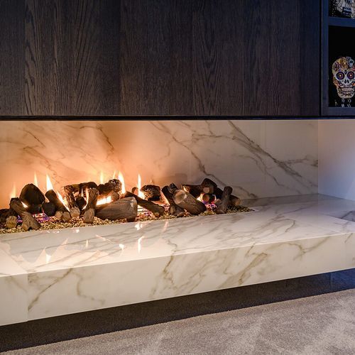 Custom Living Flame Asymmetrical Fireplace