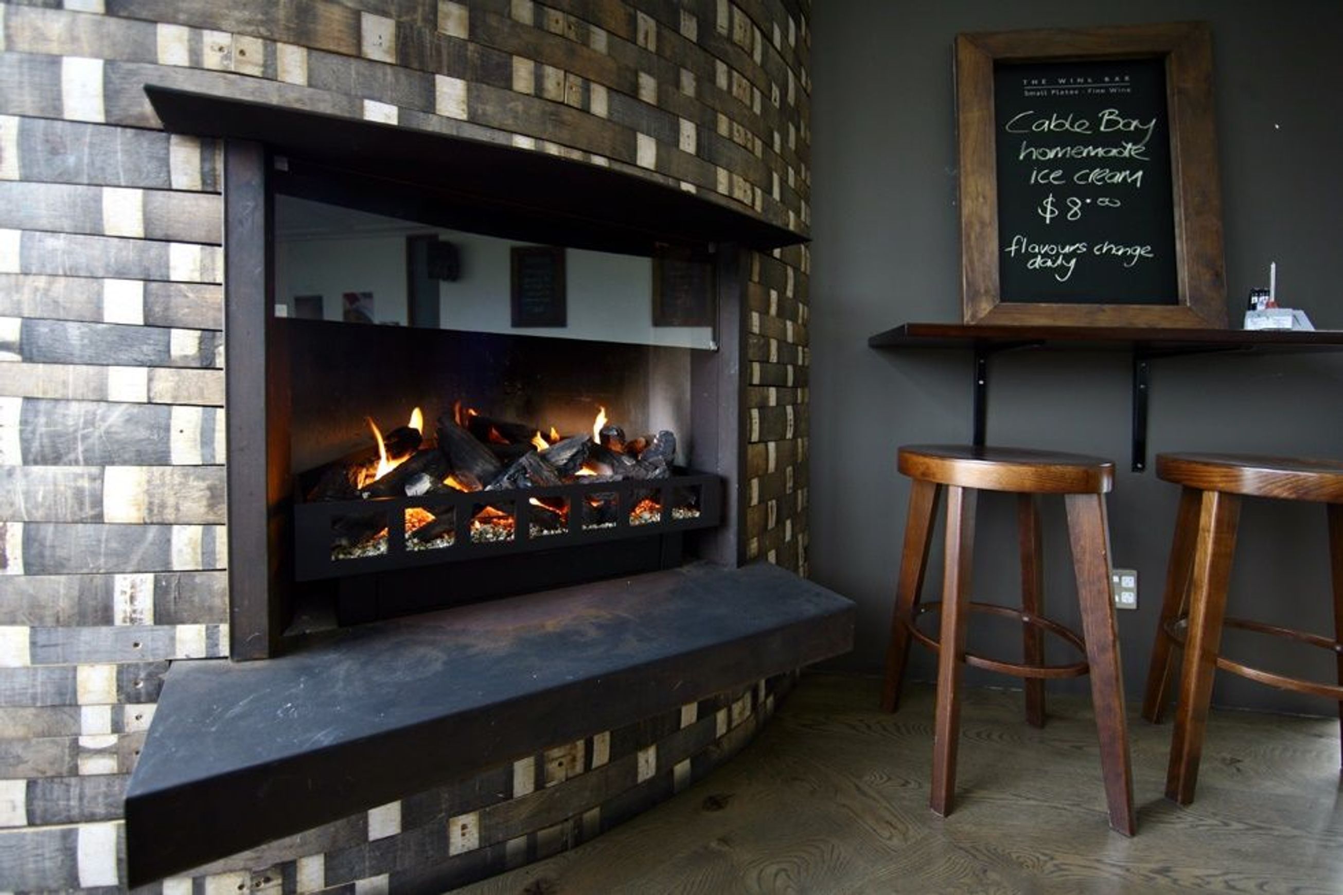 Custom Living Flame Asymmetrical Fireplace