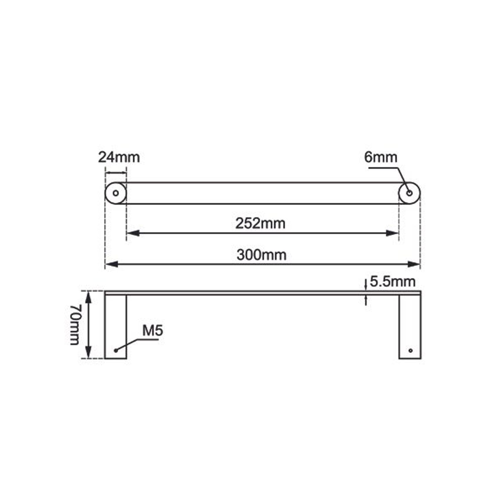 Rushy Hand Towel Rail Brushed Nickel dimensions