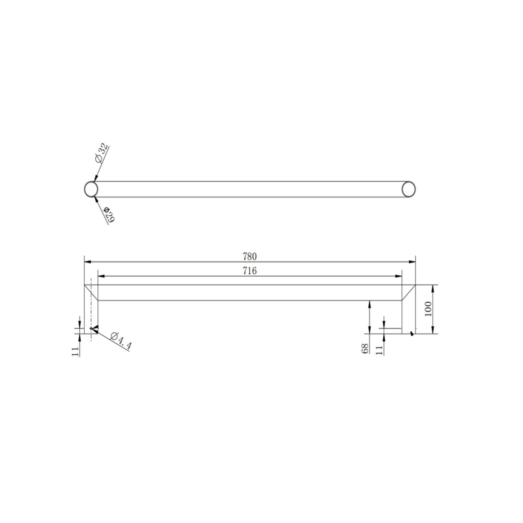 Round Horizontal Heated Towel Rail Brushed Nickel