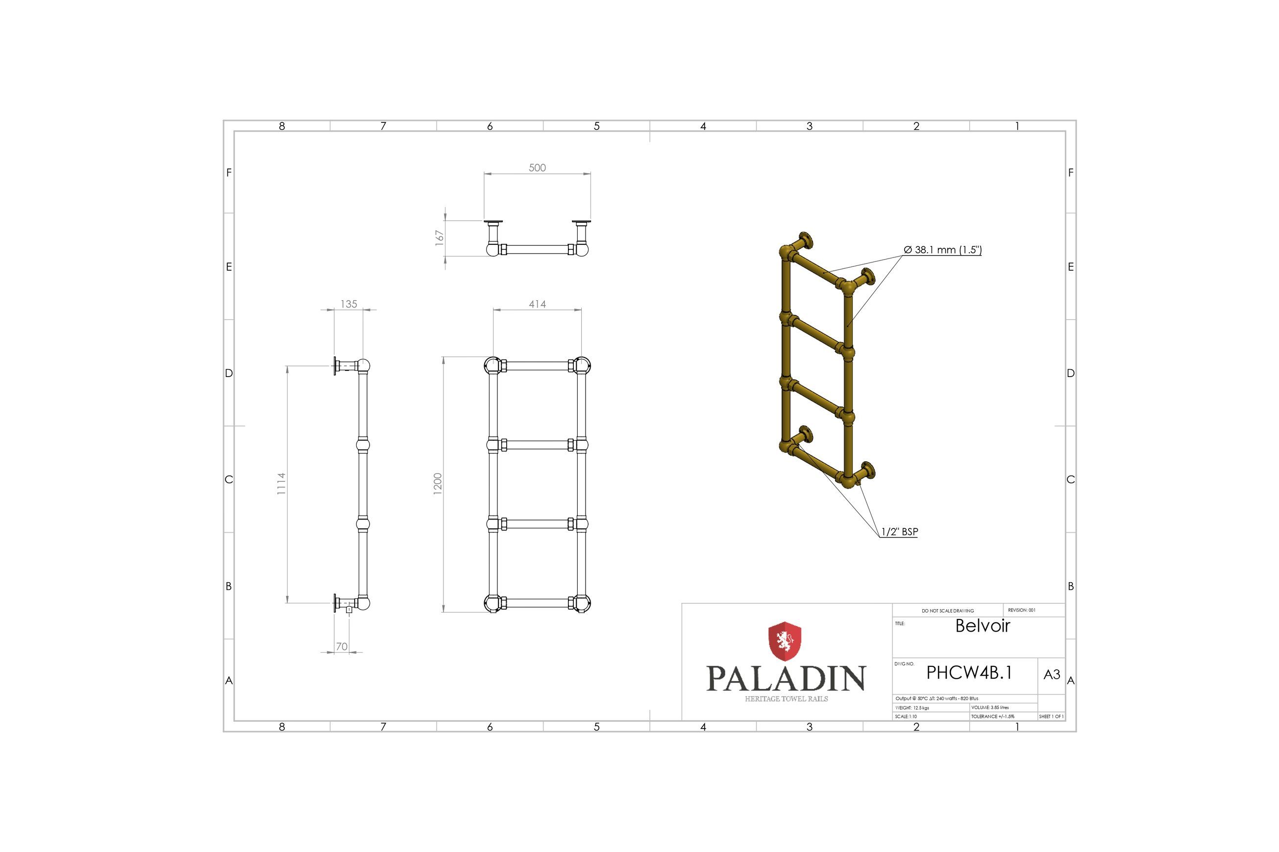 Paladin 4 Bar Belvoir Towel Rail (Antique Brass)