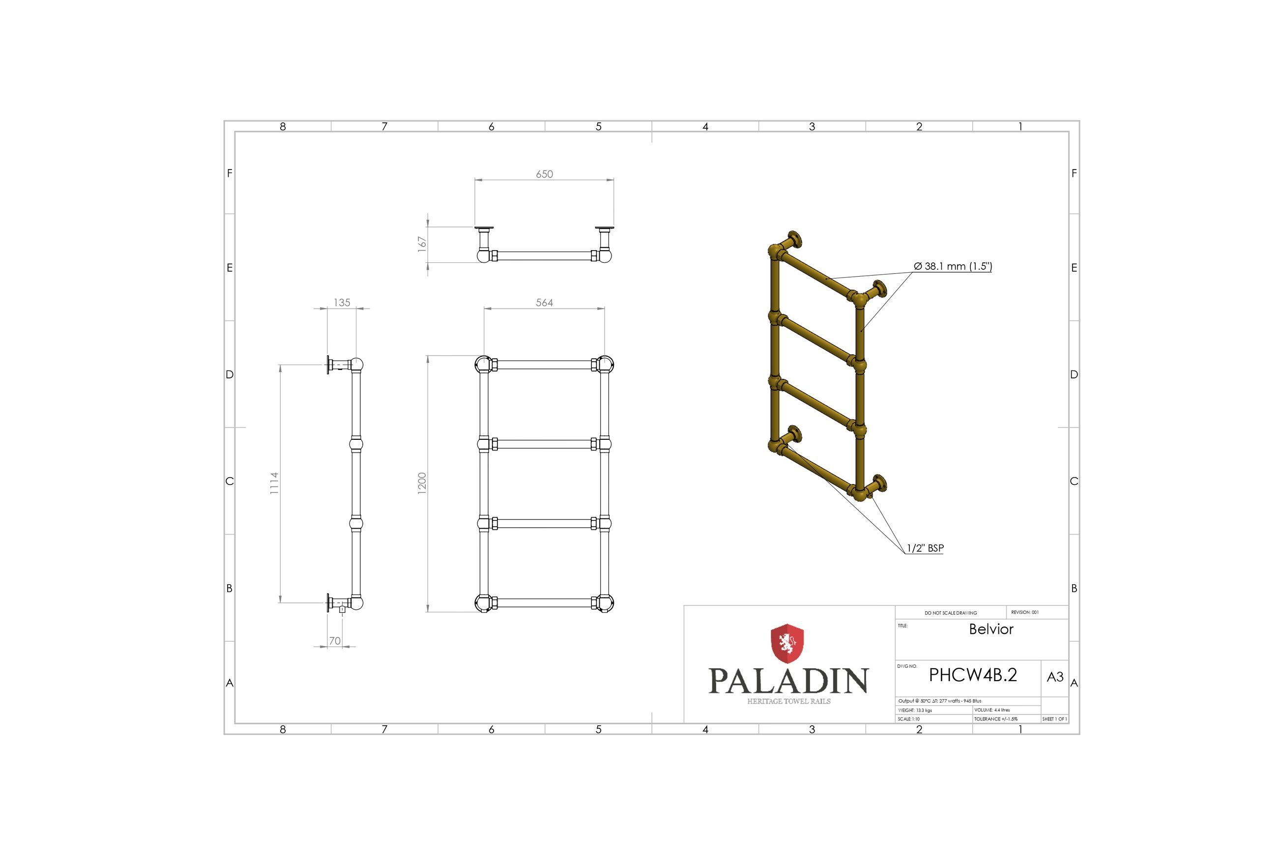 Paladin 4 Bar Belvoir Towel Rail (Antique Brass)