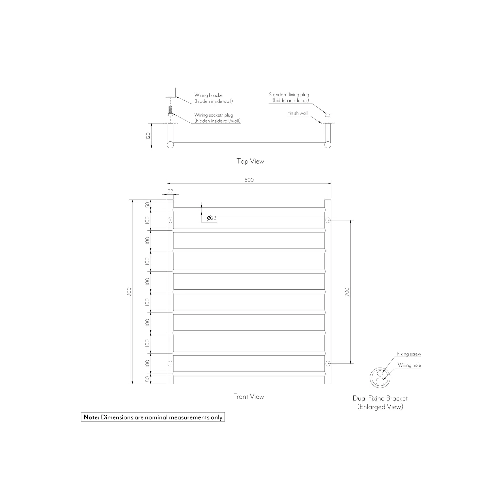 Elysian 9-Bar Heated Towel Ladder (12v)