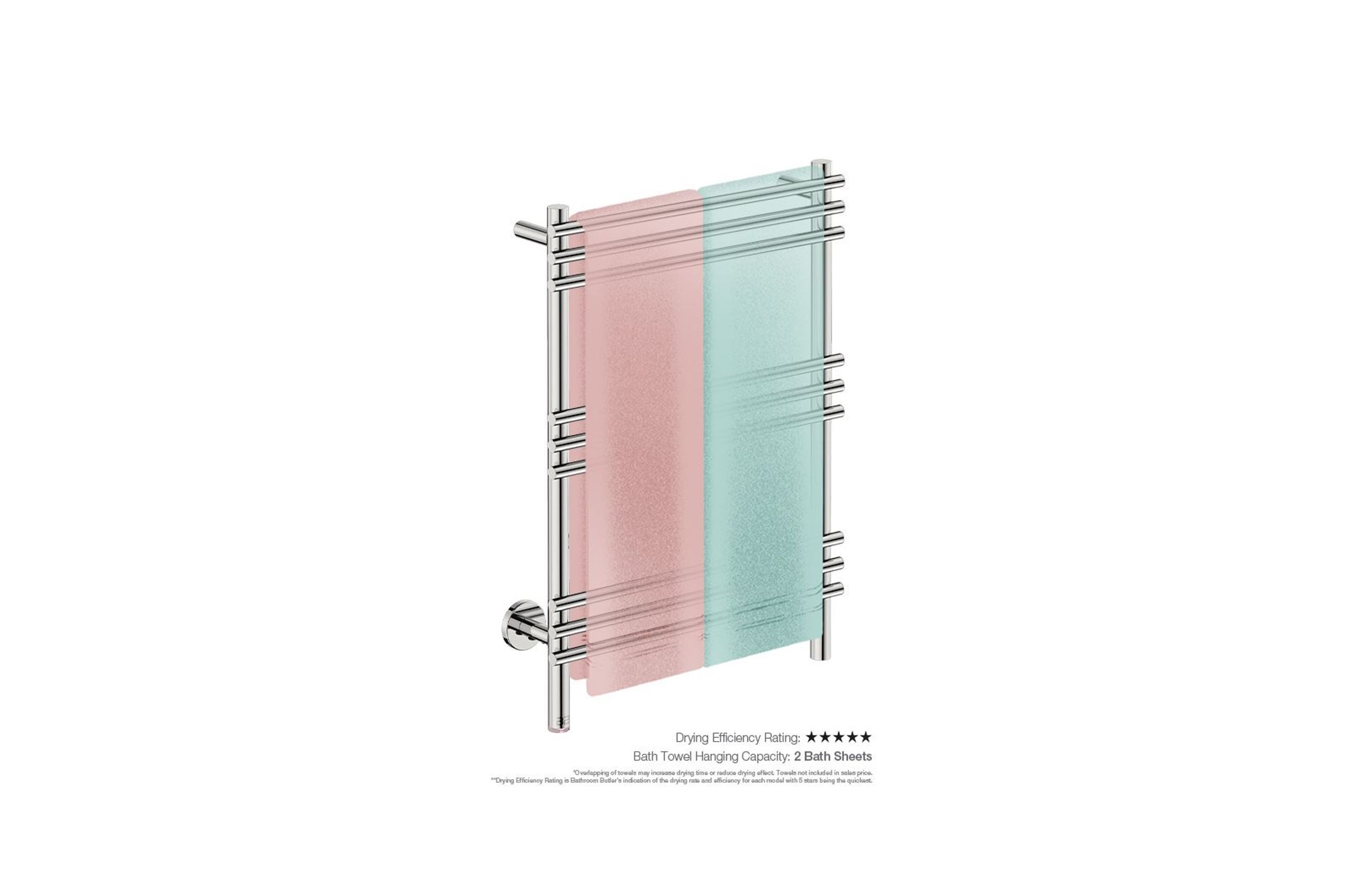 LOFT 9 Bar 550mm Straight Heated Towel Rail with PTSelect Switch