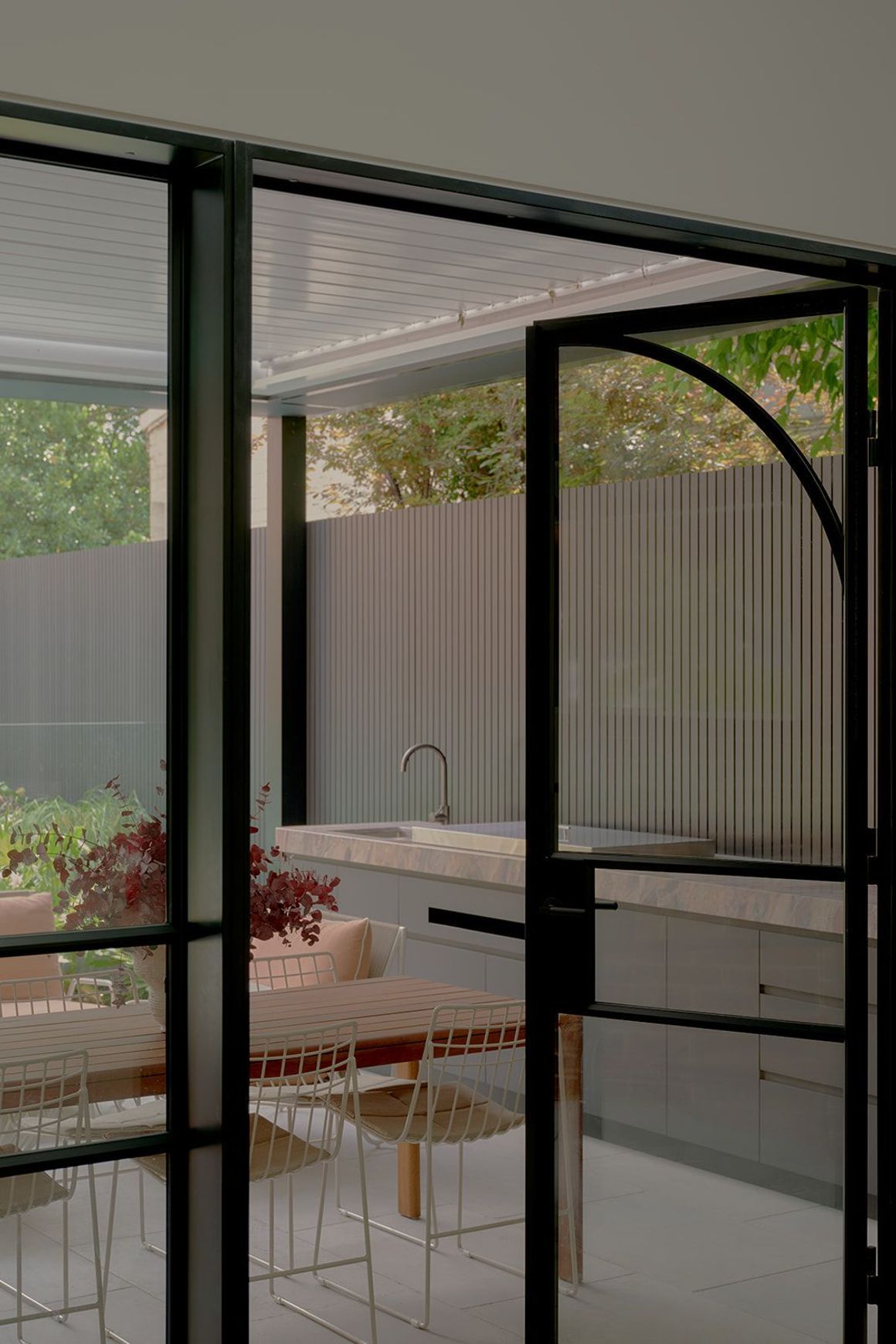 Arch Steel Frame Glass Hinge Doors - Galvanised FPS50