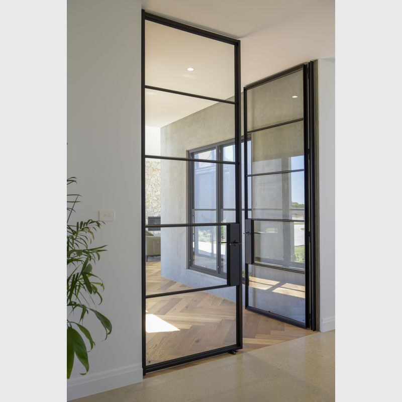 Steel Frame Glass Hinge Doors - Galvanised W40
