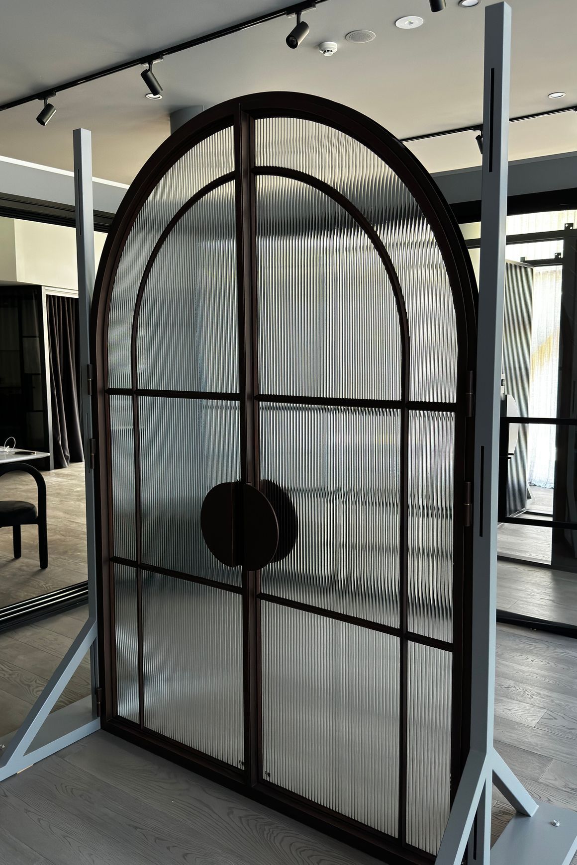 Arch Steel Frame Glass Hinge Doors - Galvanised W40