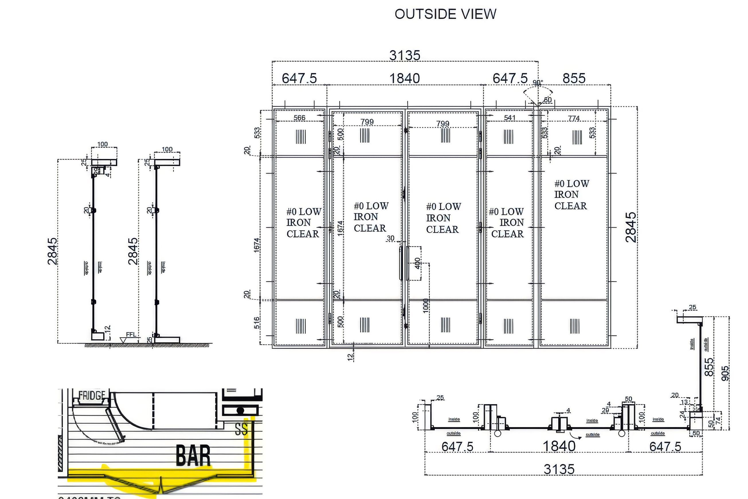 Steel Frame Glass Hinge Doors - Galvanised FPS50