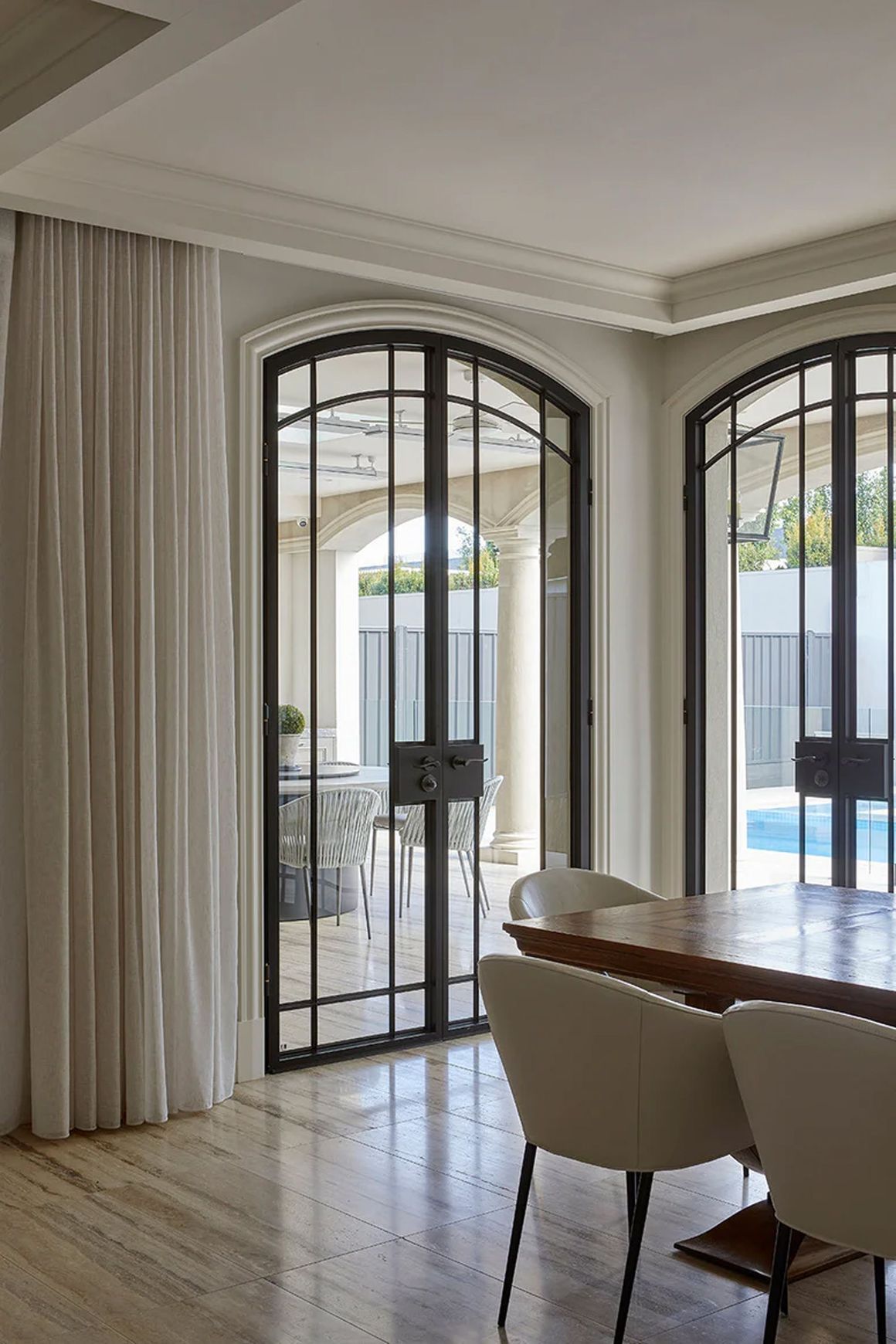 Arch Steel Frame Glass Hinge Doors - Galvanised FPS50