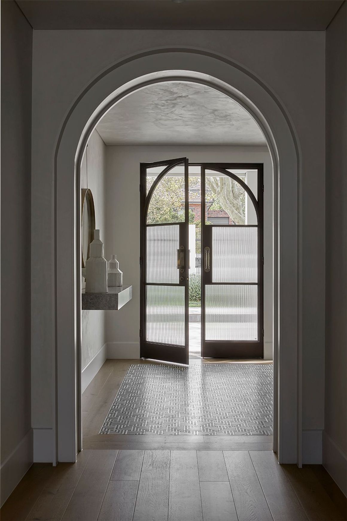 Arch Steel Frame Glass Hinge Doors - Galvanised FPS50