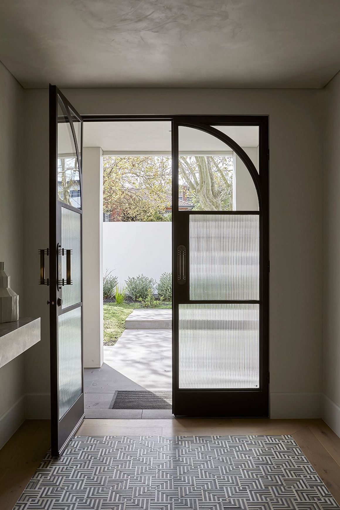 Arch Steel Frame Glass Hinge Doors - Galvanised FPS50