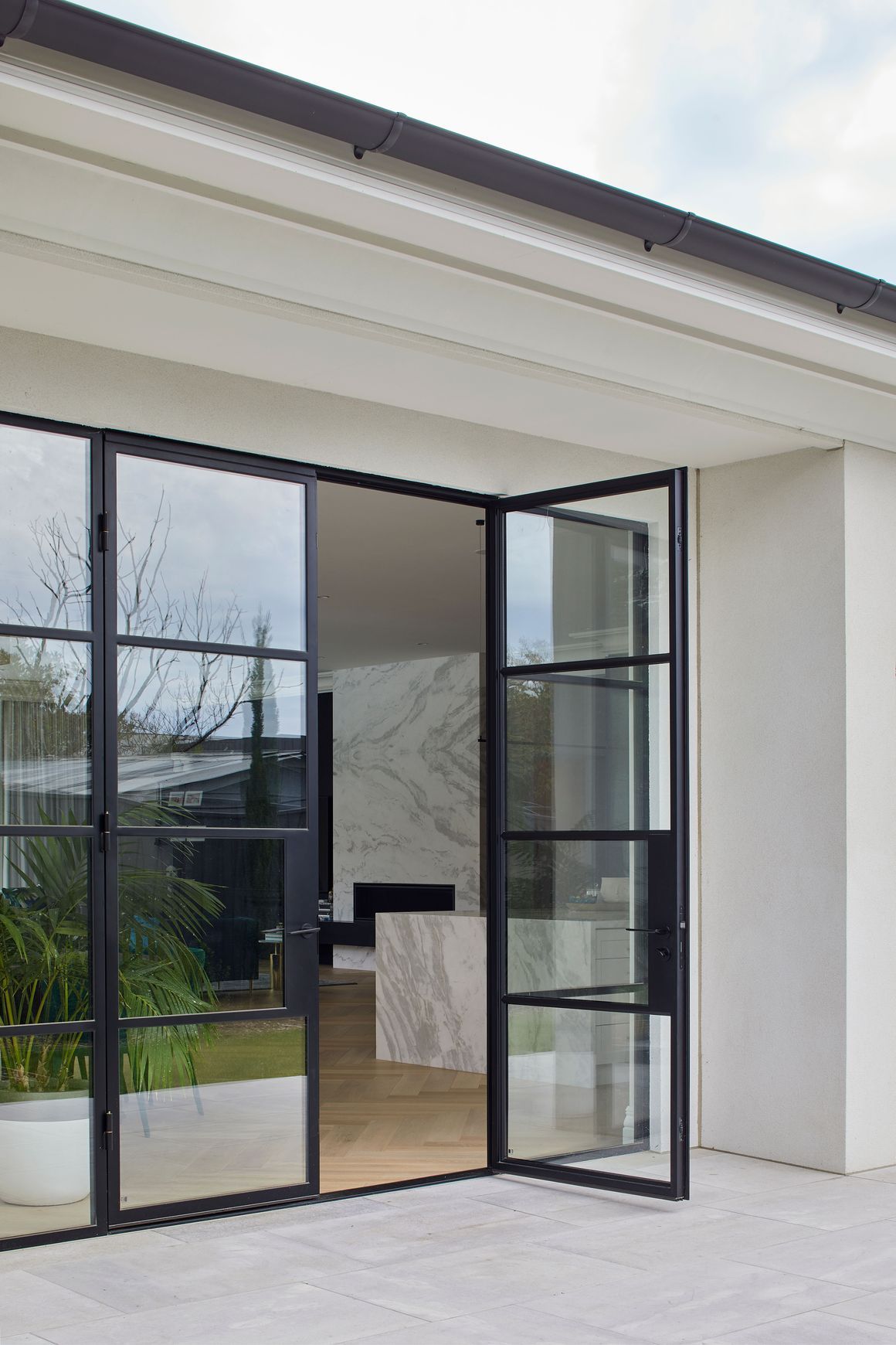 Steel Frame Glass Hinge Doors  - Galvanised FPS50