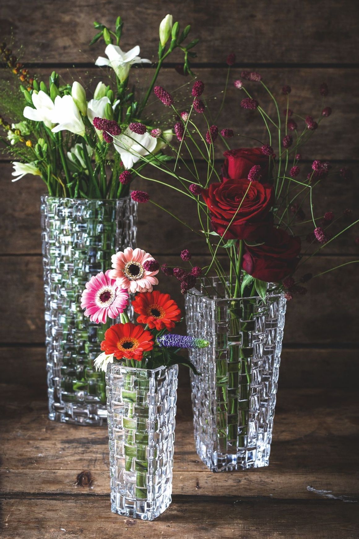 Bossa Nova Crystal Basket Vases