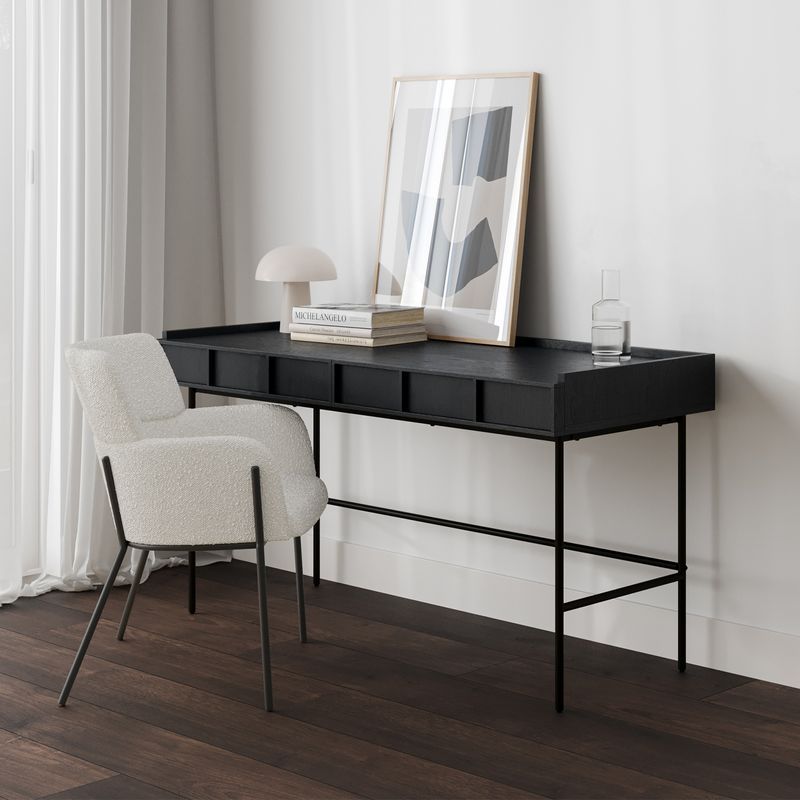 Linea 2 Drawer 140cm Desk Black Oak | L3 Home