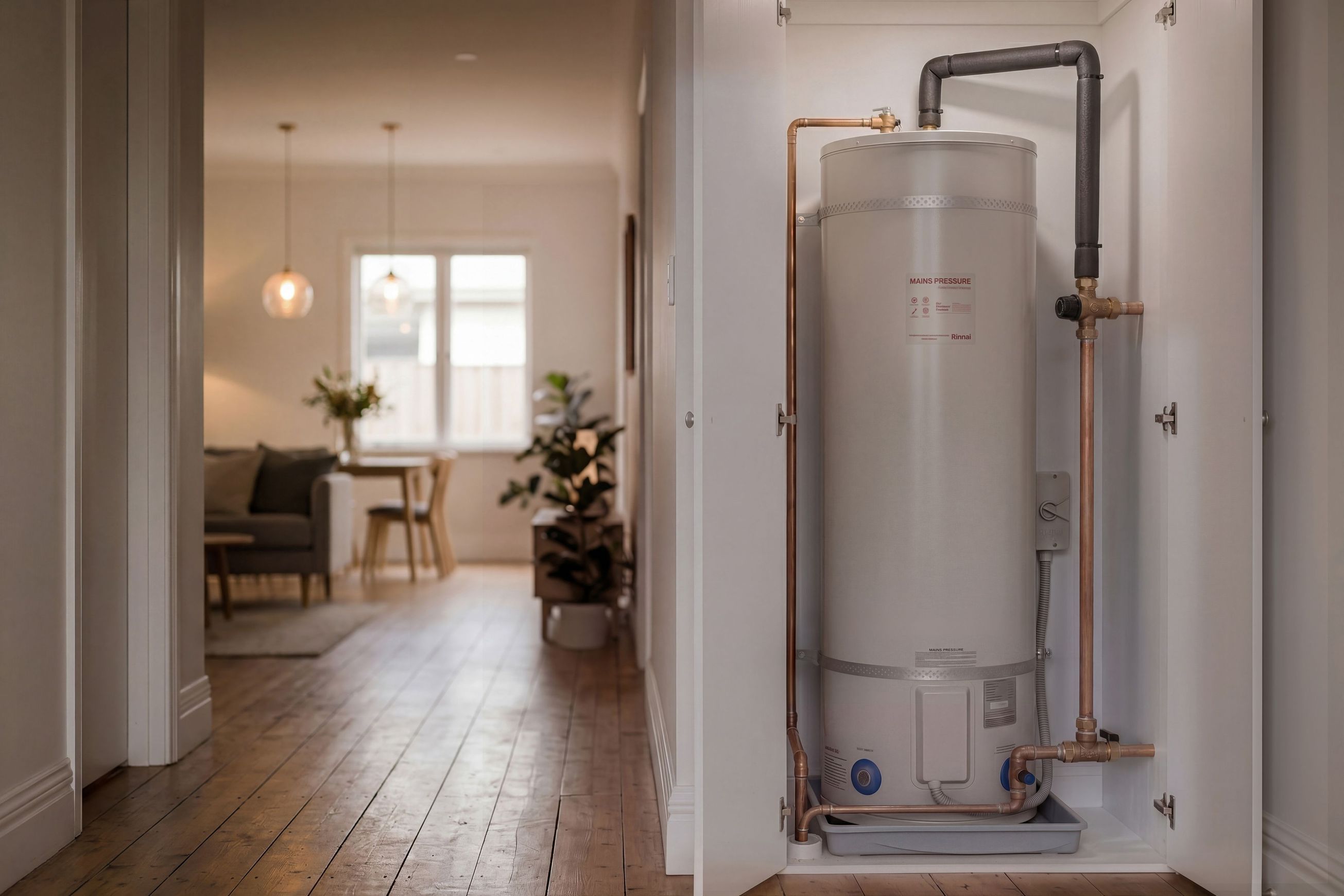 Rinnai EasySwap Enamel Mains Pressure Indoor Cylinder