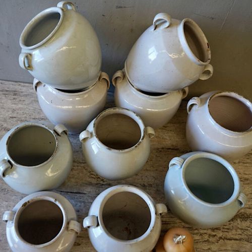 French Antique White Confit Pots