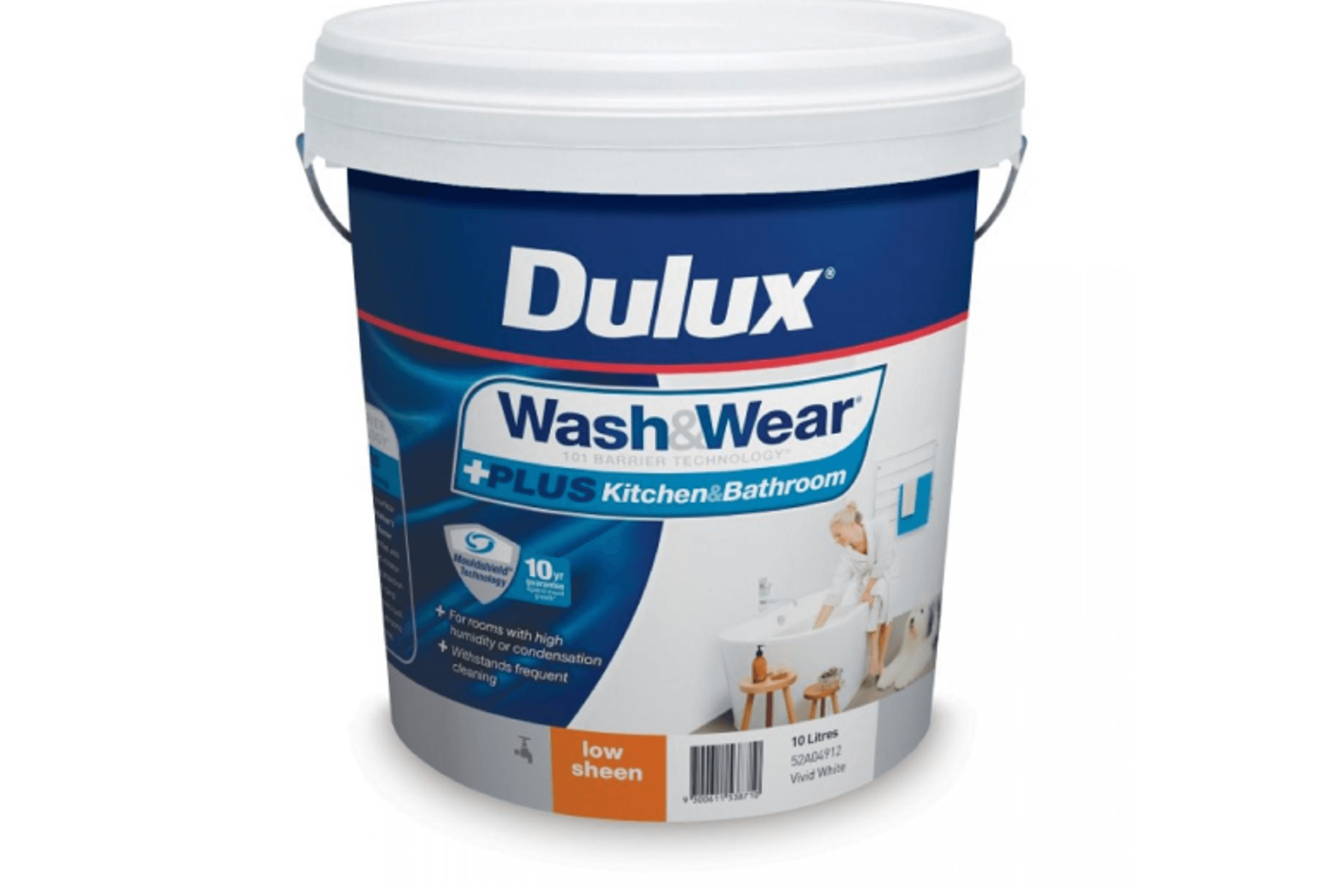 Wash&Wear+ Kitchen & Bathroom Low Sheen 10L by Dulux