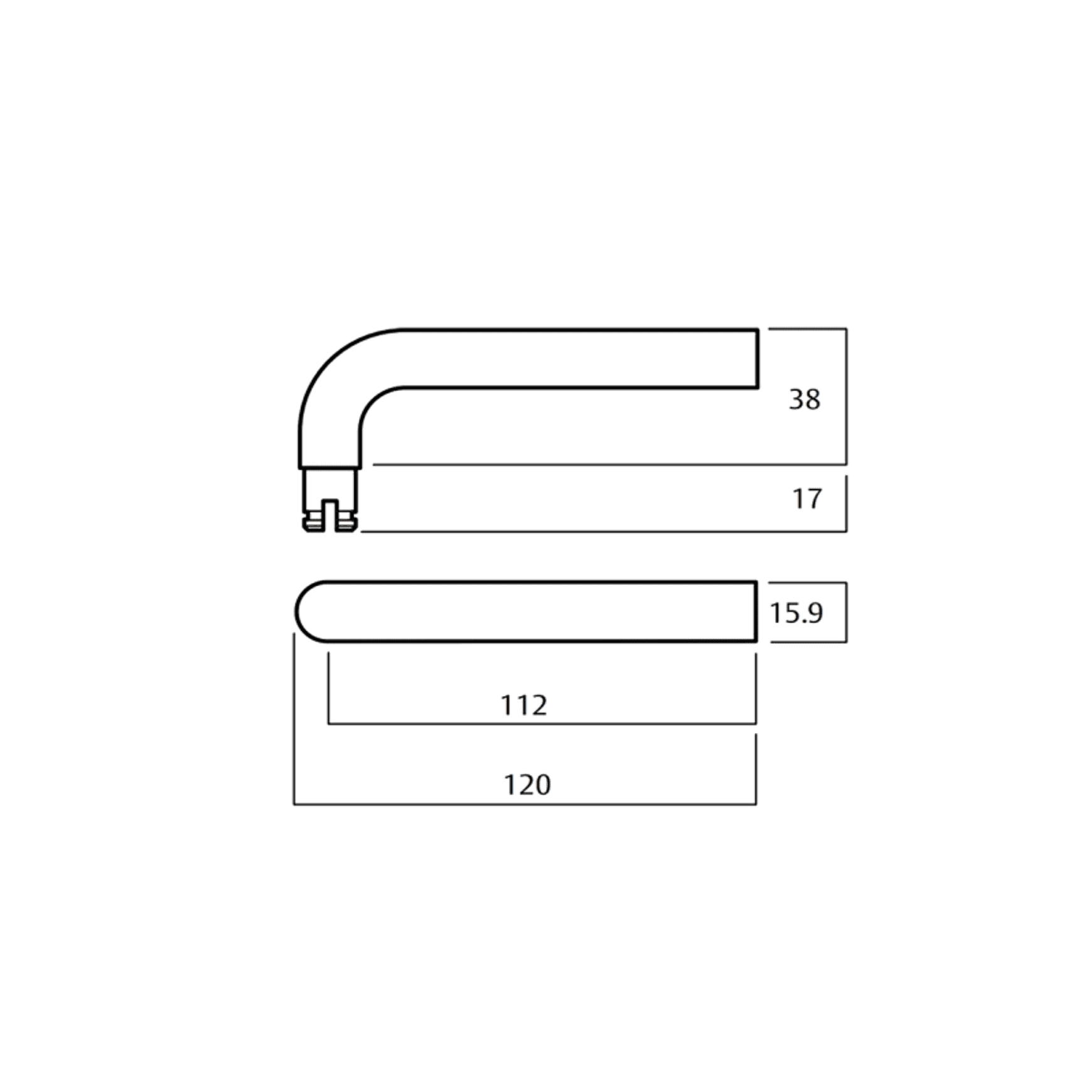 Lockwood 1220 Series Brass Door Handles dimensions