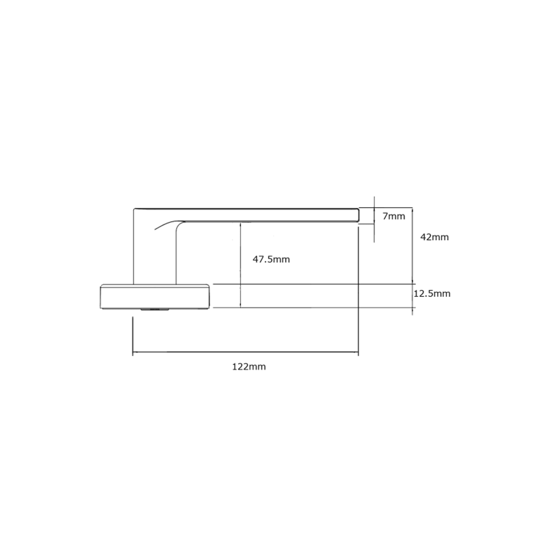 Lockwood Velocity® Series Small Rose Element Lever dimensions