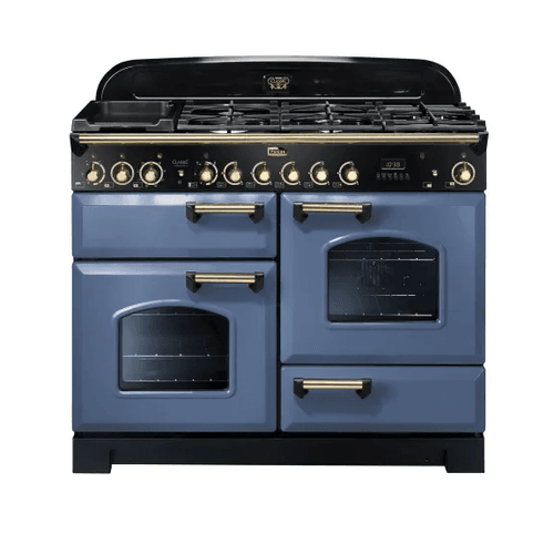 110cm Classic Deluxe 5 Burner Dual Fuel Range Cooker - Blue Stone/Brass