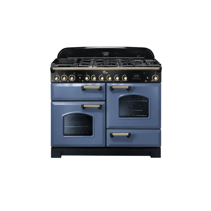 110cm Classic Deluxe 5 Burner Dual Fuel Range Cooker - Blue Stone/Brass