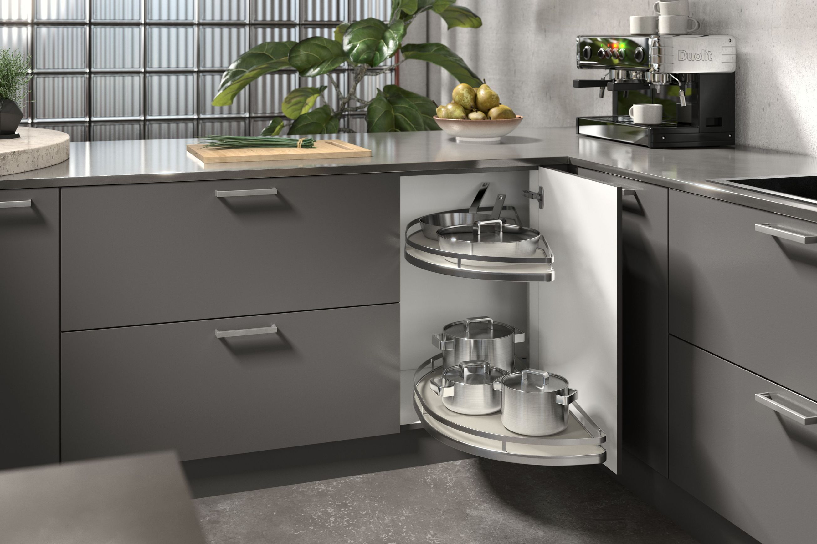Salso | Corner cabinet swivel pull-out