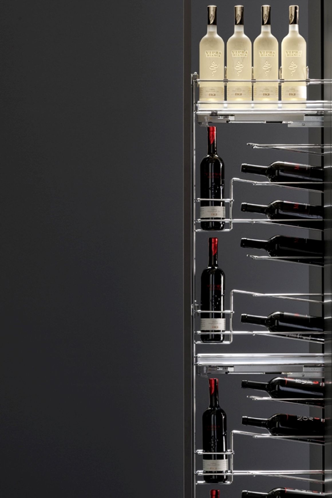 VIBO Pullout Bottle Rack 150 Cabinet - Galaxy Chrome