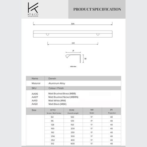 Darwin Kitchen Lip Pull Handles