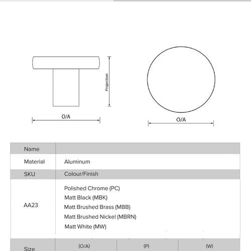 Coffs Harbour Flat Top Drawer Knobs