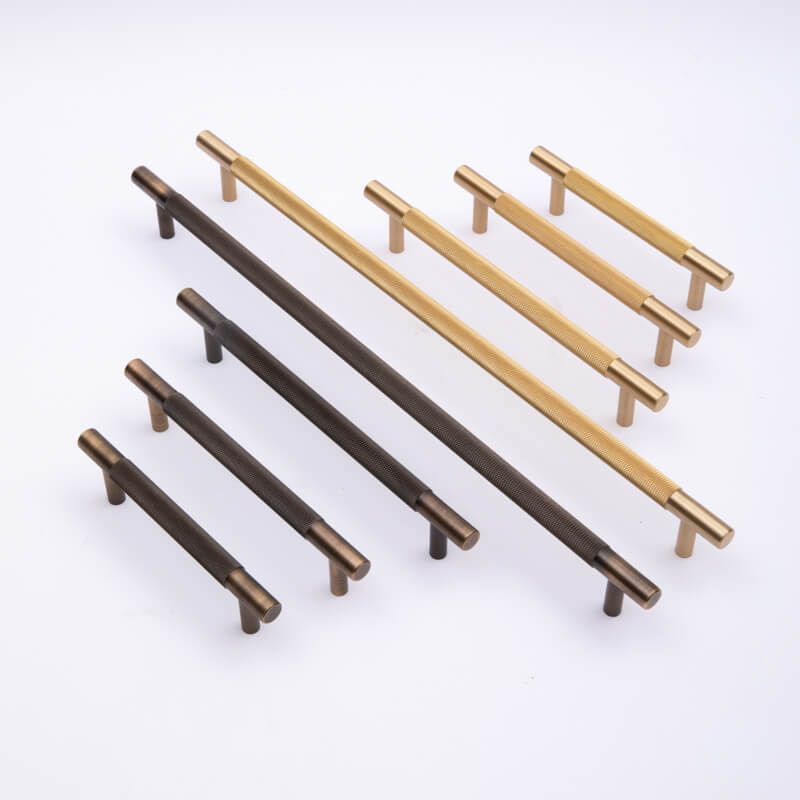 Kitchen Knurled handles solid Brass /aged antique brass Tallow Beach