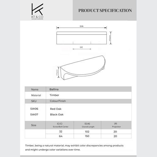 Ballina Timber Half Moon Kitchen Handles