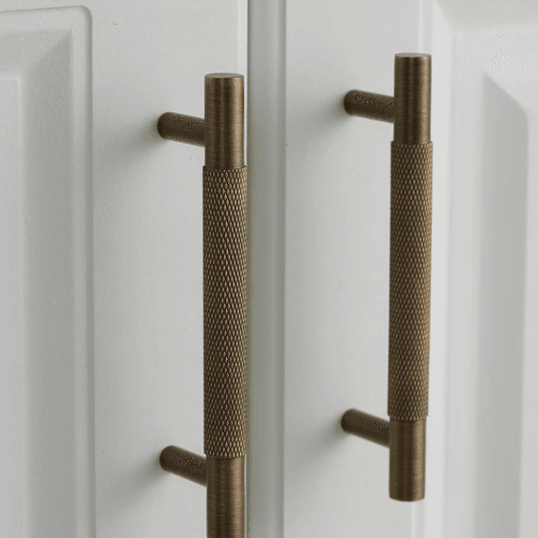 Kitchen Knurled handles solid Brass /aged antique brass Tallow Beach