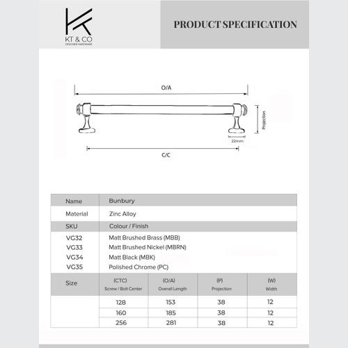 Bunbury Hampton Kitchen Handles