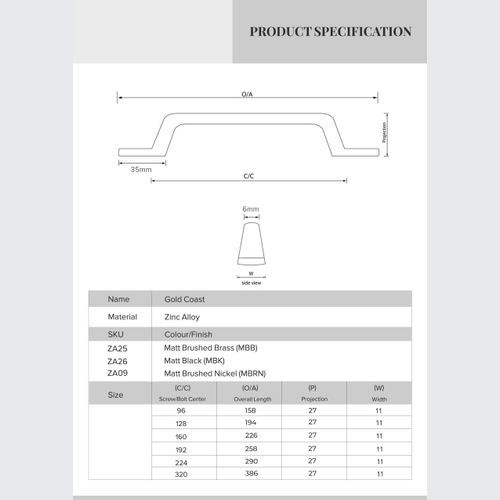Gold Coast Modern D-Shape Kitchen Handles