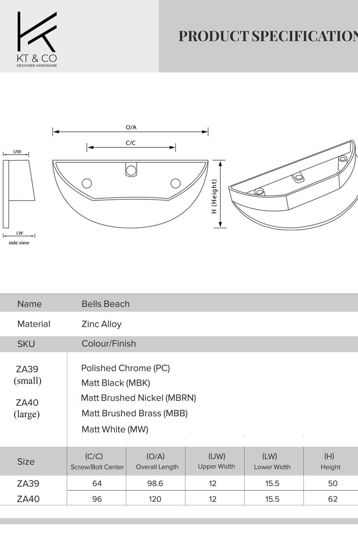 Bells Beach Half Moon Pull Drawer Handles