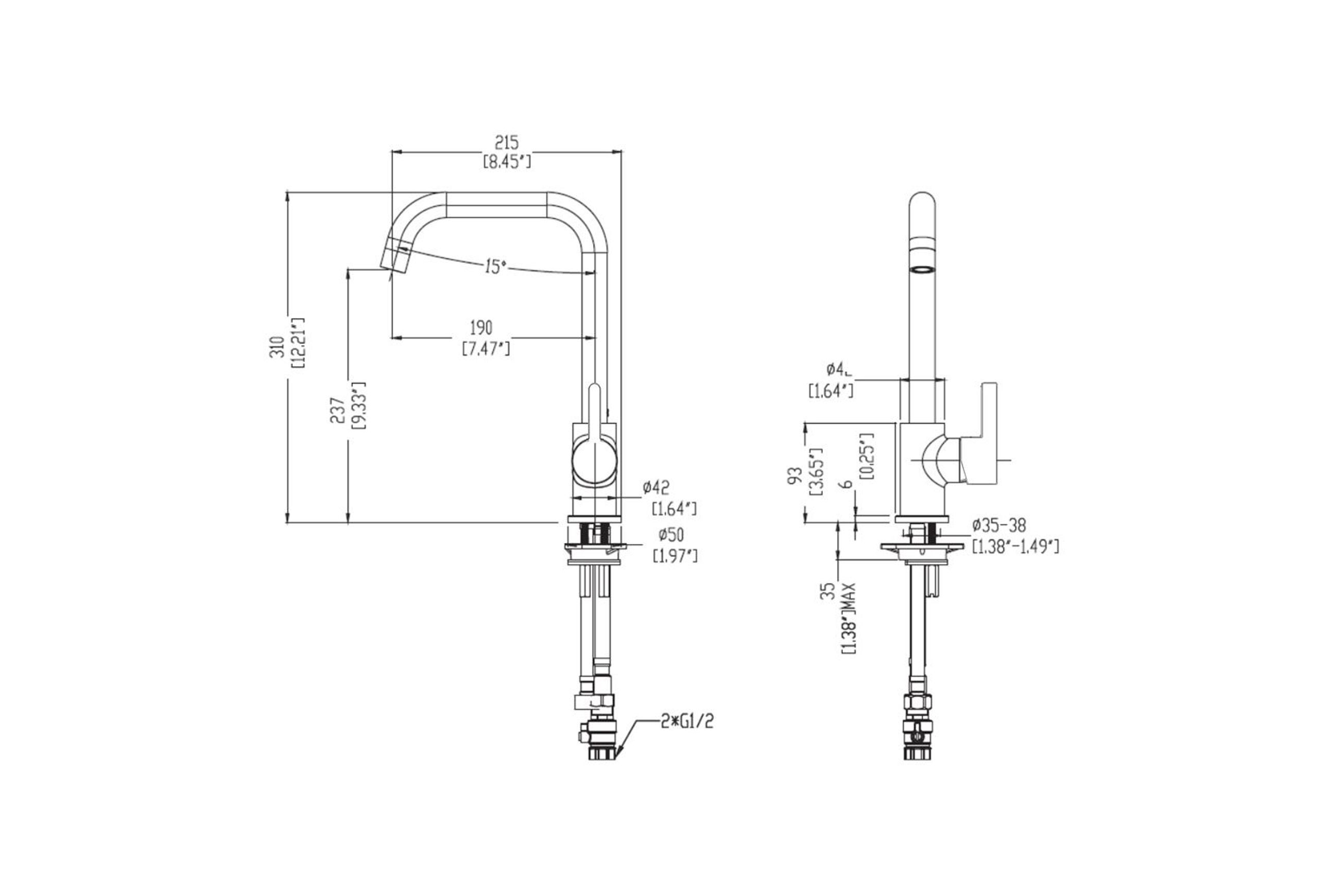 Telaio Square Kitchen Mixer